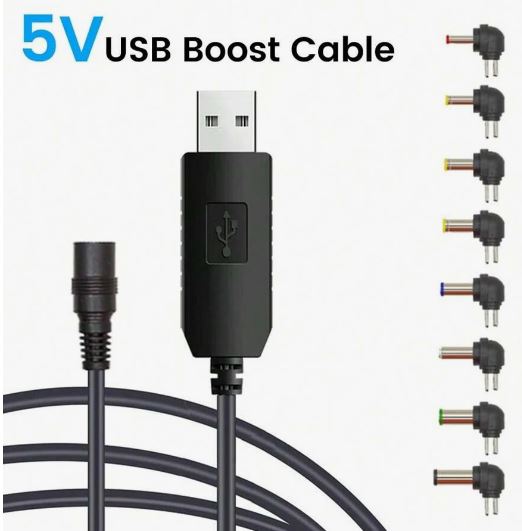 CABLE ALIMENTACIÓN USB A DC + 8 ADAPTADORES