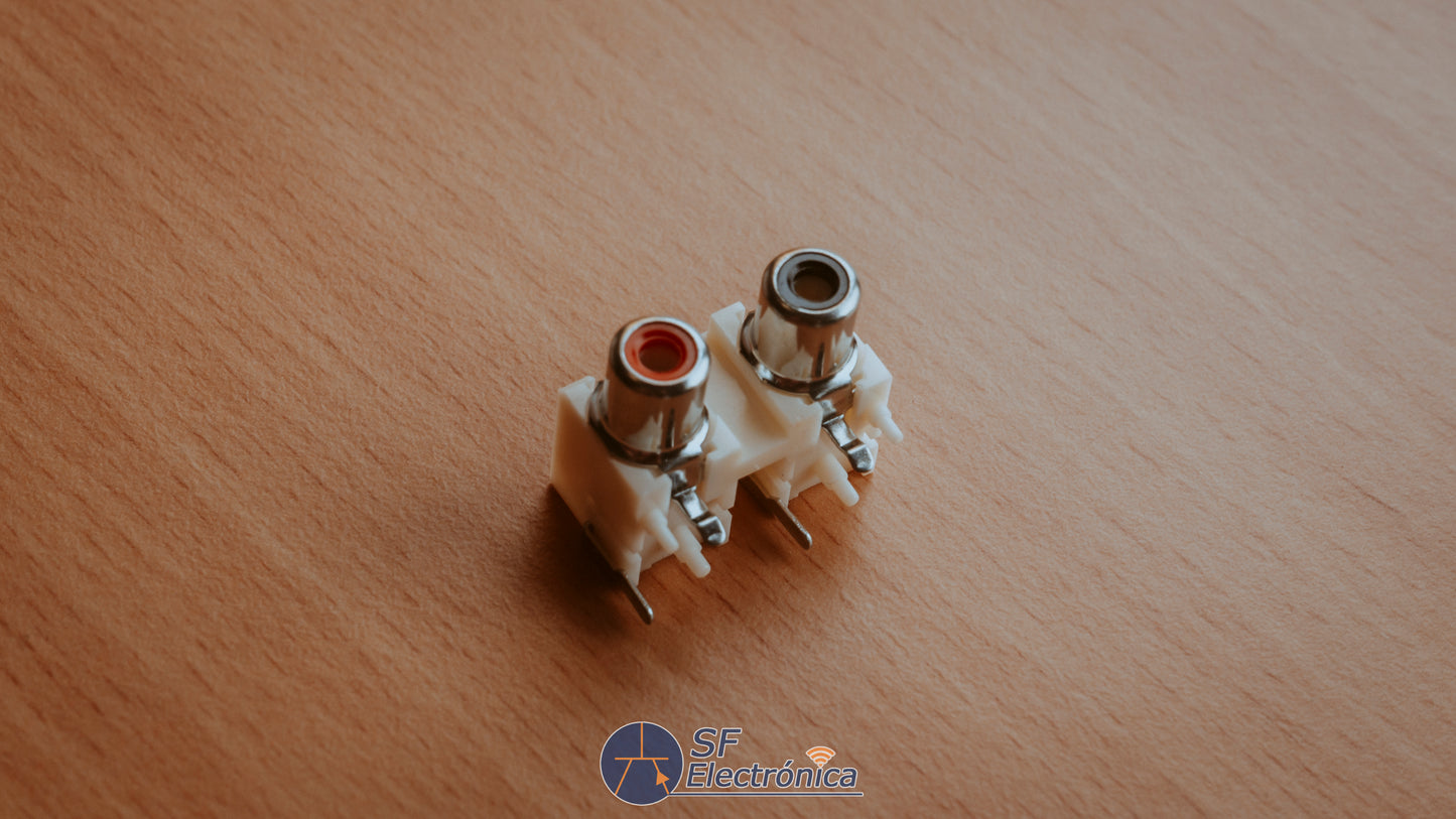 CONECTOR BASE COAXIAL RCA HEMBRA DOBLE ACODADO BLA