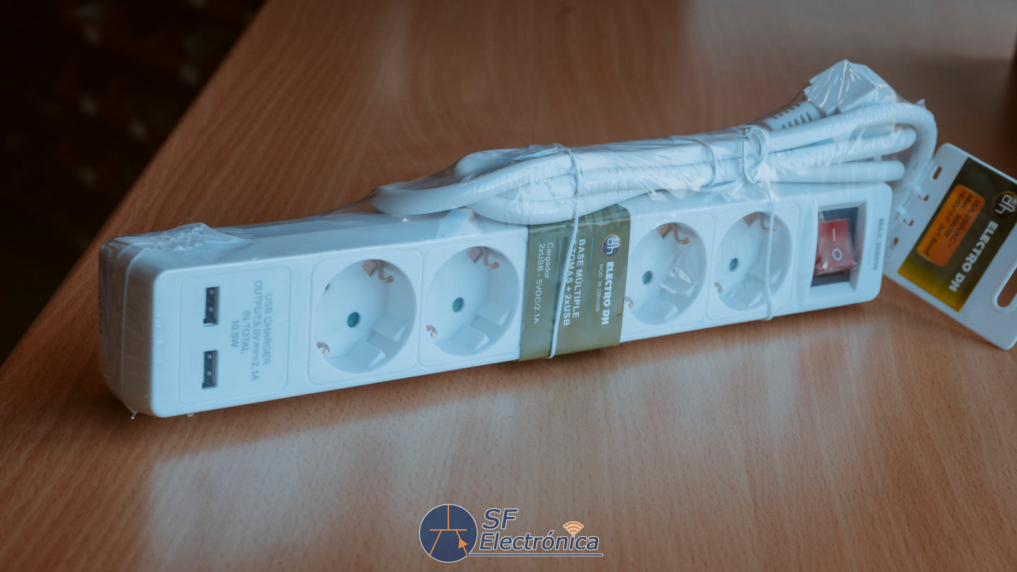 REGLETA C/INTERRUPTOR+2USB