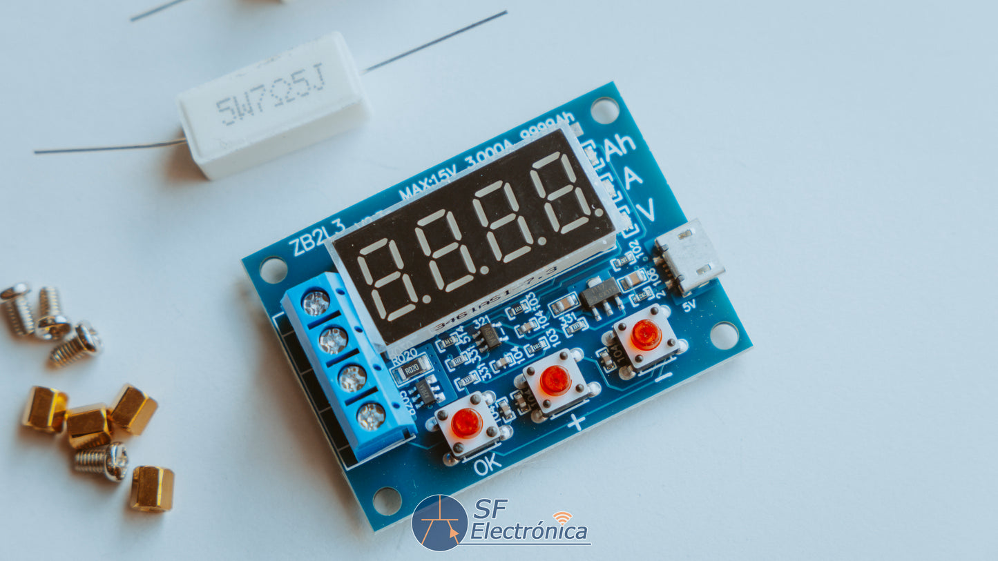 MEDIDOR CAPACIDAD BATERÍA 1,2V 12V 18650