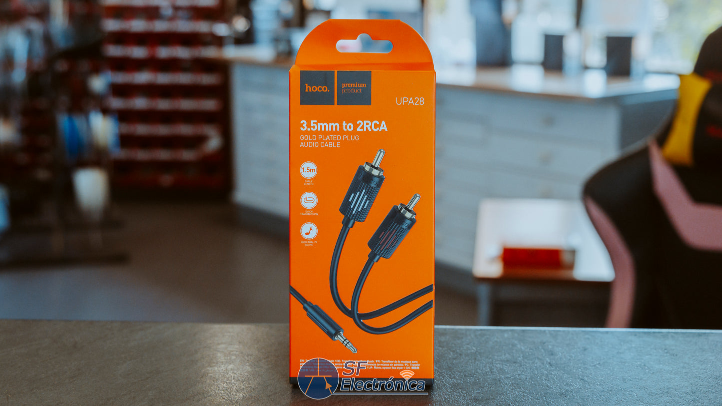 CABLE AUDIO 2RCA / JACK 3.5MM 1.5 METROS