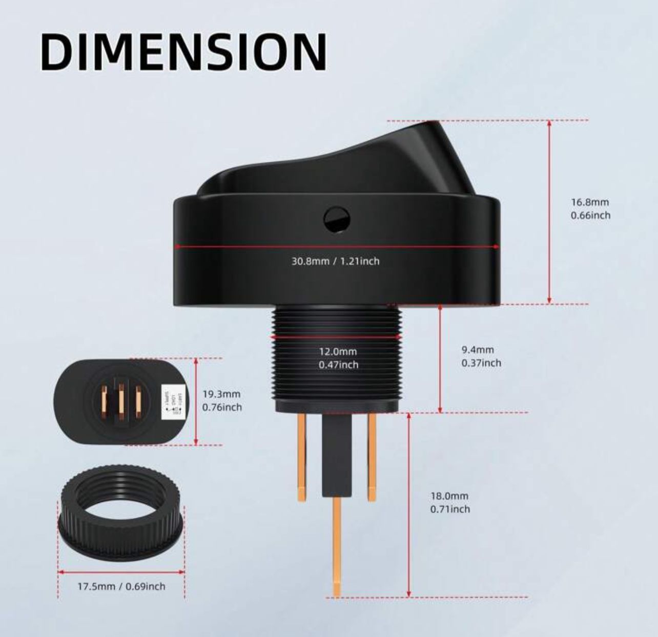 INTERRUPTOR 3 PIN 12V 20A