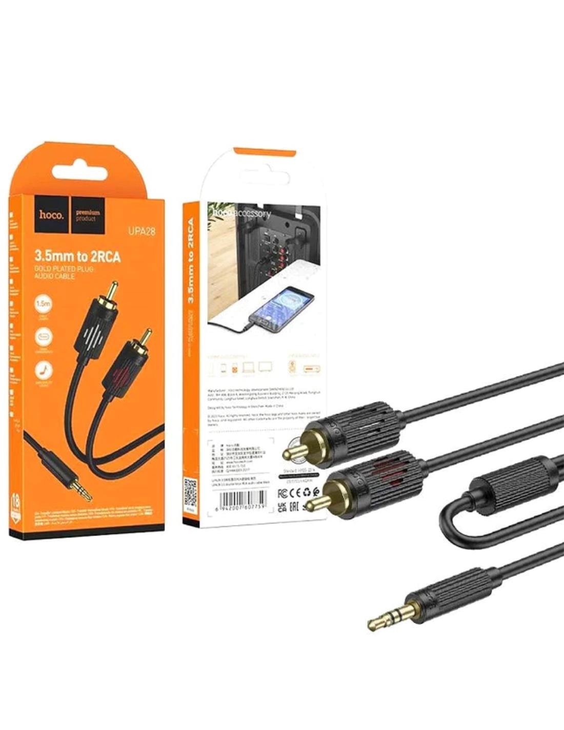 CABLE AUDIO 2RCA / JACK 3.5MM 1.5 METROS