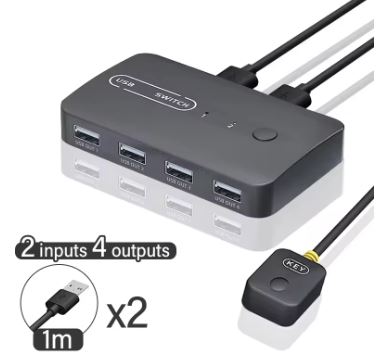 SWITCH CONMUTADOR KVM USB 2.0 2IN-4OUT