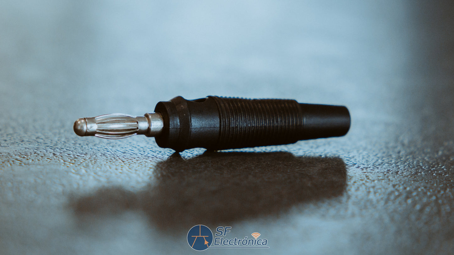 CONECTOR BANANA MACHO 4MM NEGRO