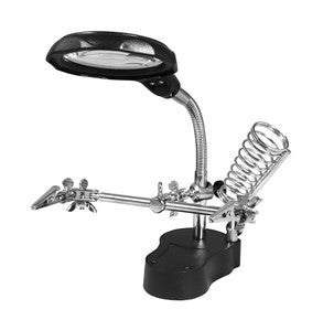 SOPORTE SOLDAR CON PINZAS Y LUPA