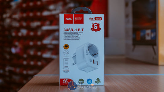 ENCHUFE 1 TOMA + 2 USB-A + 1 USB-C