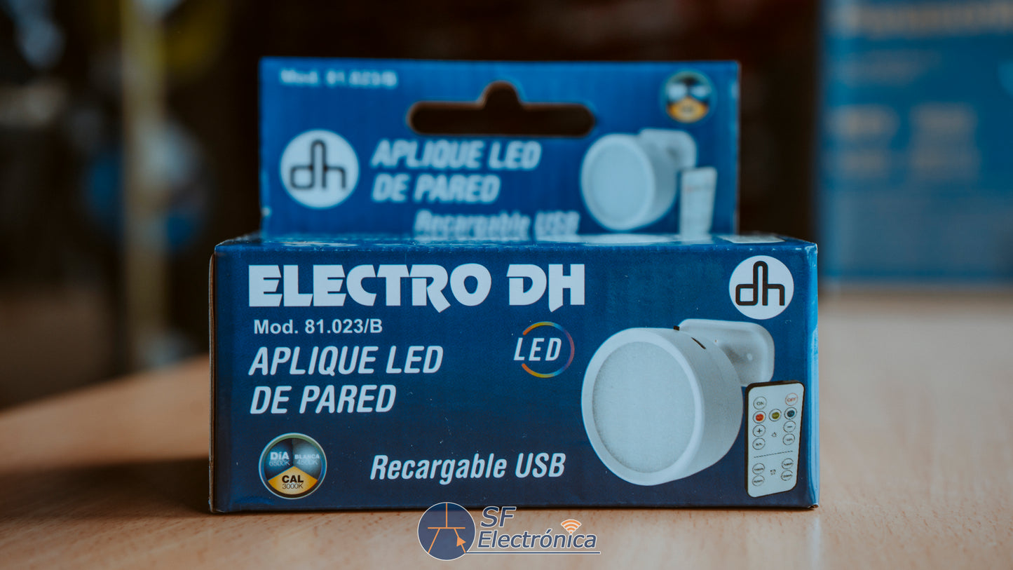 APLIQUE LED RECARGABLE USB PARED