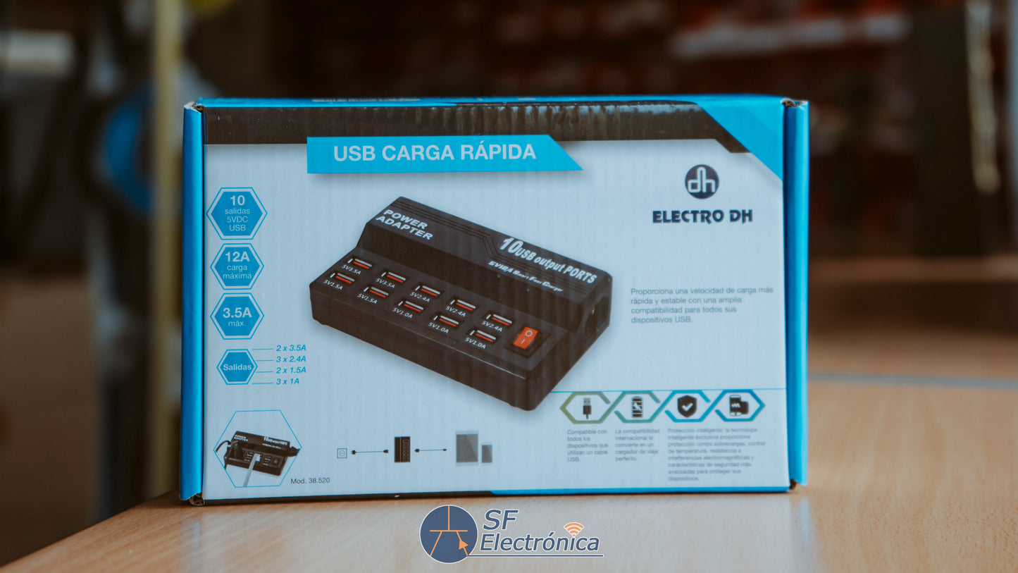 ALIMENTADOR USB 10 PUERTOS 5VDC