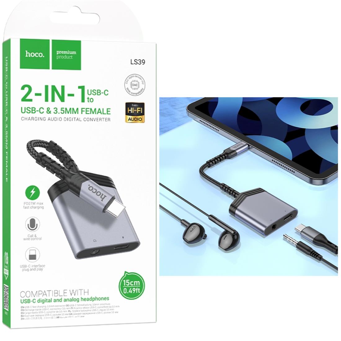 ADAPTADOR USB-C A USB-C Y JACK 3.5MM