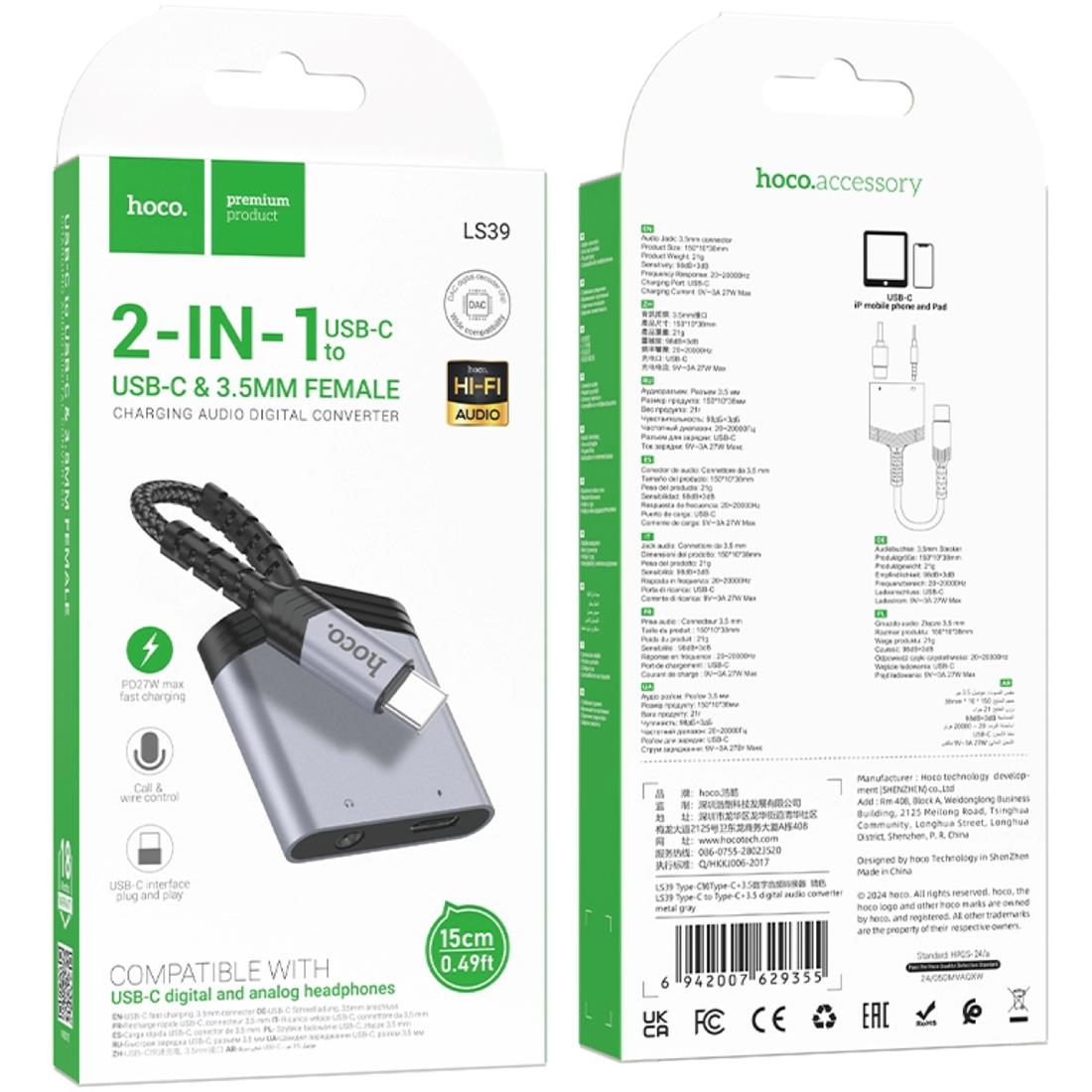ADAPTADOR USB-C A USB-C Y JACK 3.5MM