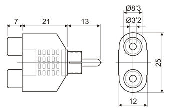 ADAPTADOR RCA / 2RCA M/H