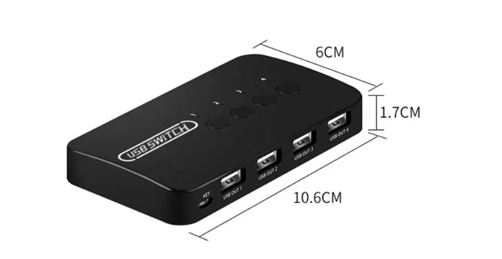 SWITCH CONMUTADOR KVM USB 2.0 2IN-4OUT
